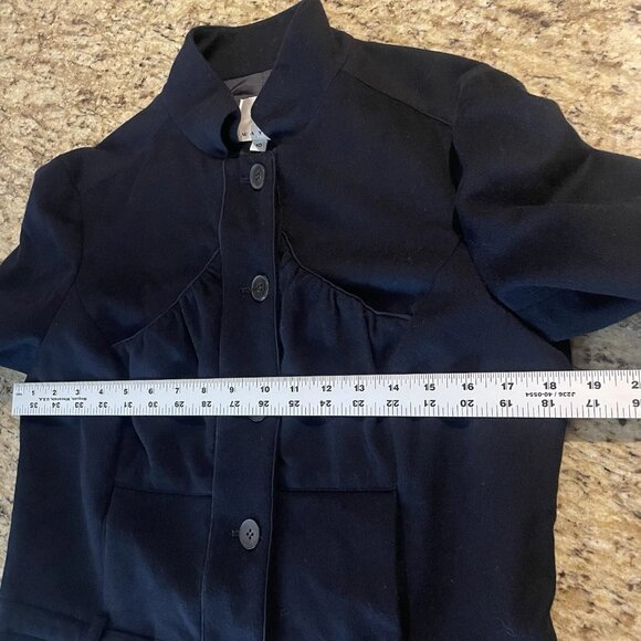 Maison Mayle  Luxury Preppy Navy Blue Button Down Blazer Jacket Wool - Picture 8 of 9